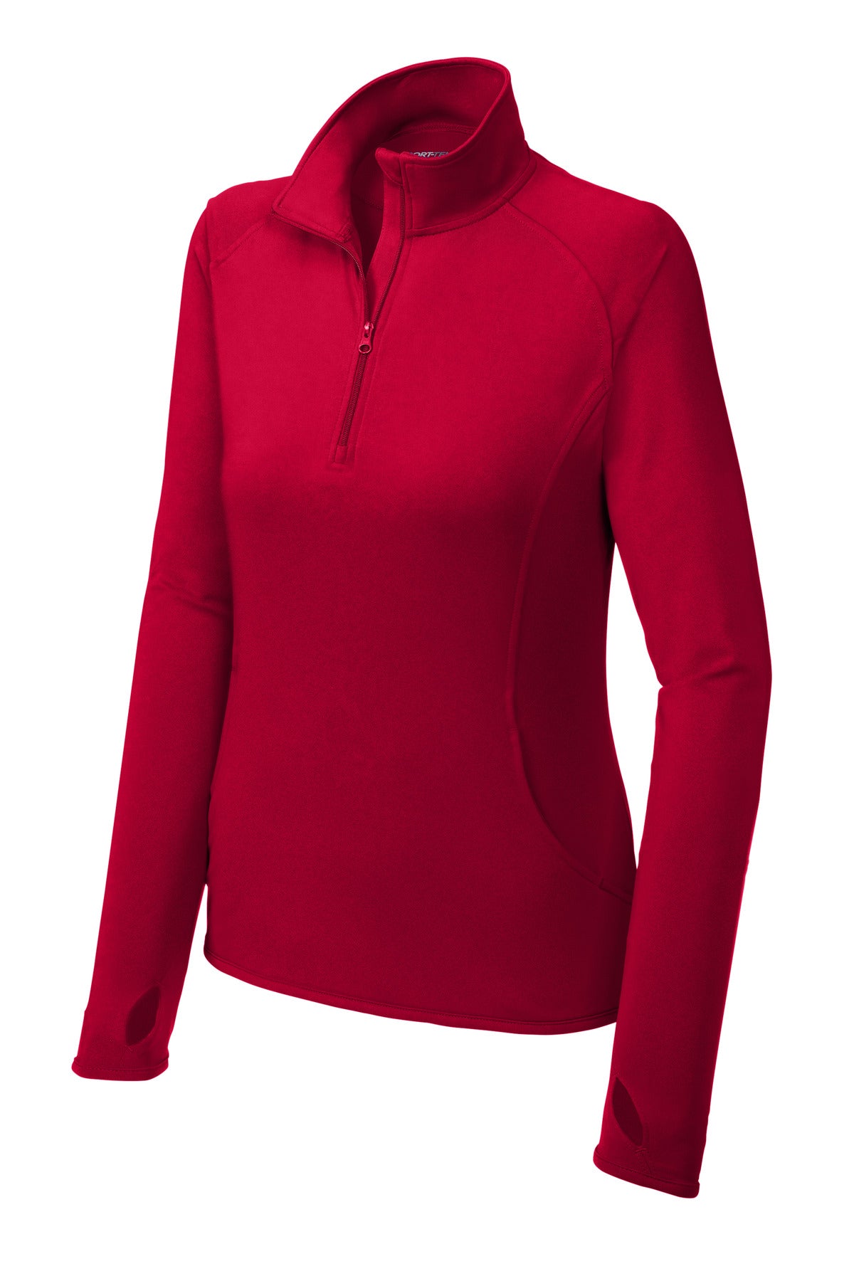 Sport-Tek Women's Sport-Wick Stretch 1/4-Zip Pullover. LST850 Deep Red