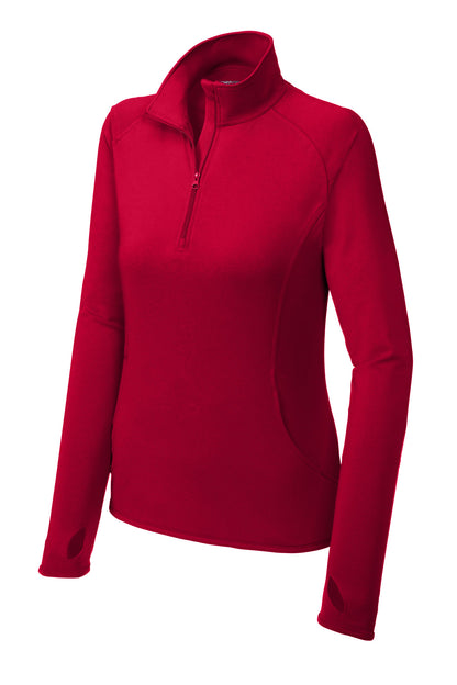 Sport-Tek Women's Sport-Wick Stretch 1/4-Zip Pullover. LST850 Deep Red