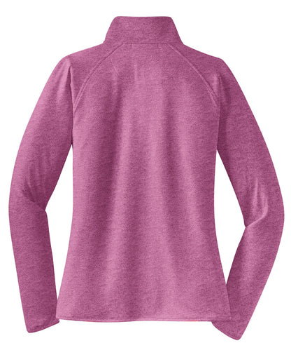 Sport-Tek Women's Sport-Wick Stretch 1/4-Zip Pullover. LST850 Pink Rush Heather