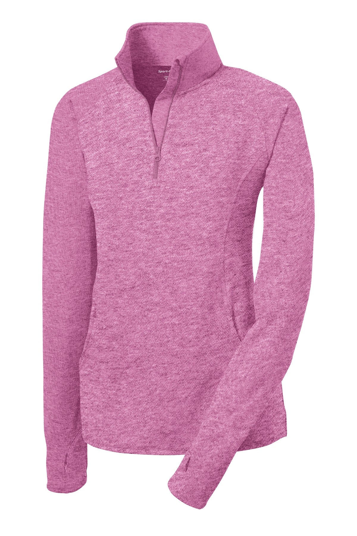 Sport-Tek Women's Sport-Wick Stretch 1/4-Zip Pullover. LST850 Pink Rush Heather