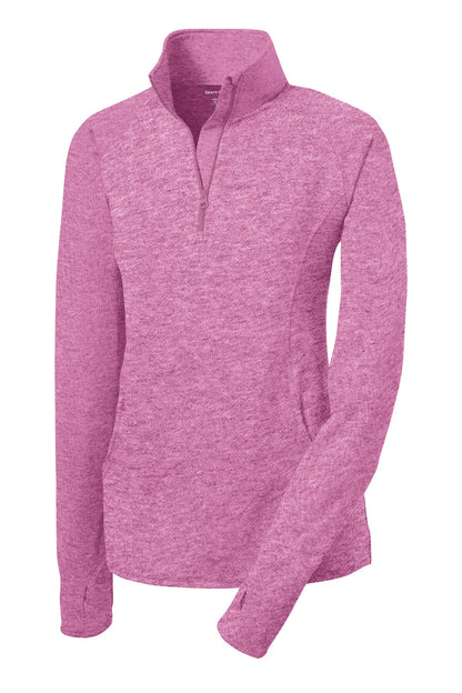 Sport-Tek Women's Sport-Wick Stretch 1/4-Zip Pullover. LST850 Pink Rush Heather