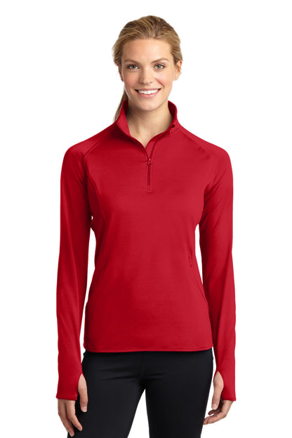 Sport-Tek Women's Sport-Wick Stretch 1/4-Zip Pullover. LST850 True Red
