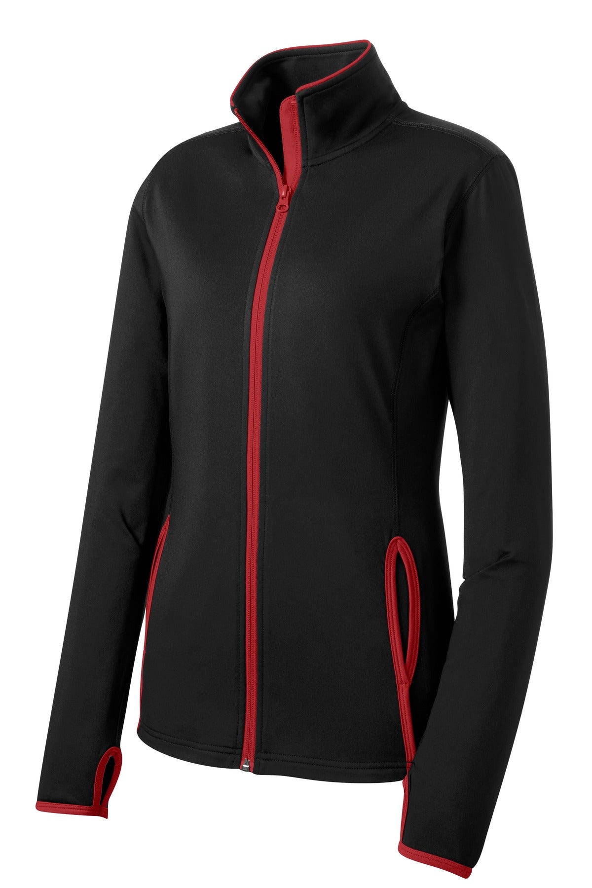 Sport-Tek Women's Sport-Wick Stretch Contrast Full-Zip Jacket.  LST853