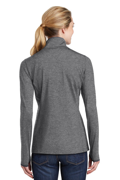 Custom Embroidered Sport-Tek Women's Sport-Wick Stretch Contrast Full-Zip Jacket.  LST853,Charcoal Grey Heather/ Charcoal Grey