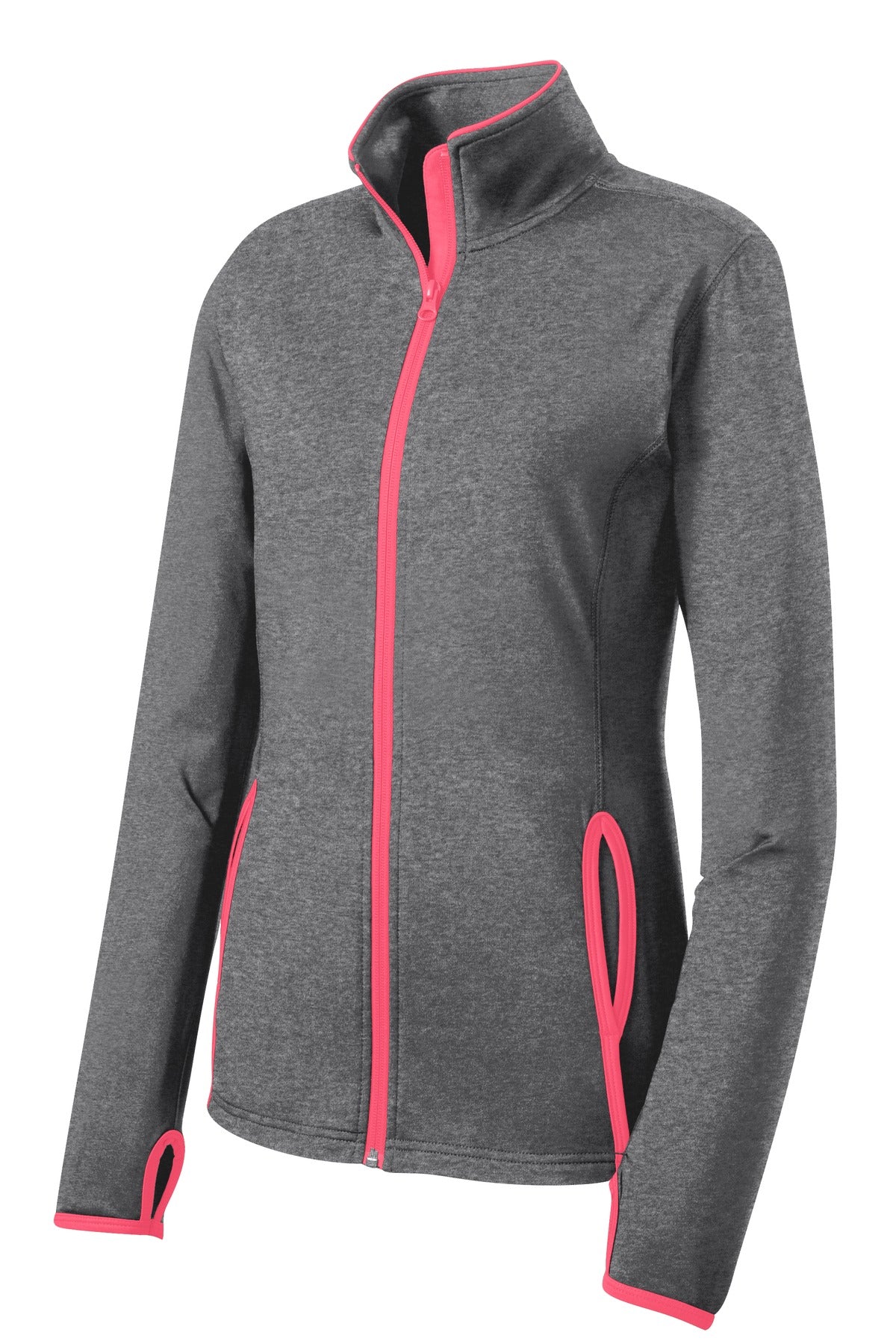Sport-Tek Women's Sport-Wick Stretch Contrast Full-Zip Jacket.  LST853