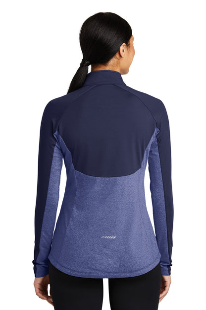 Custom Embroidered Sport-Tek Women's Sport-Wick Stretch Contrast 1/4-Zip Pullover. LST854,True Navy/ True Navy Heather