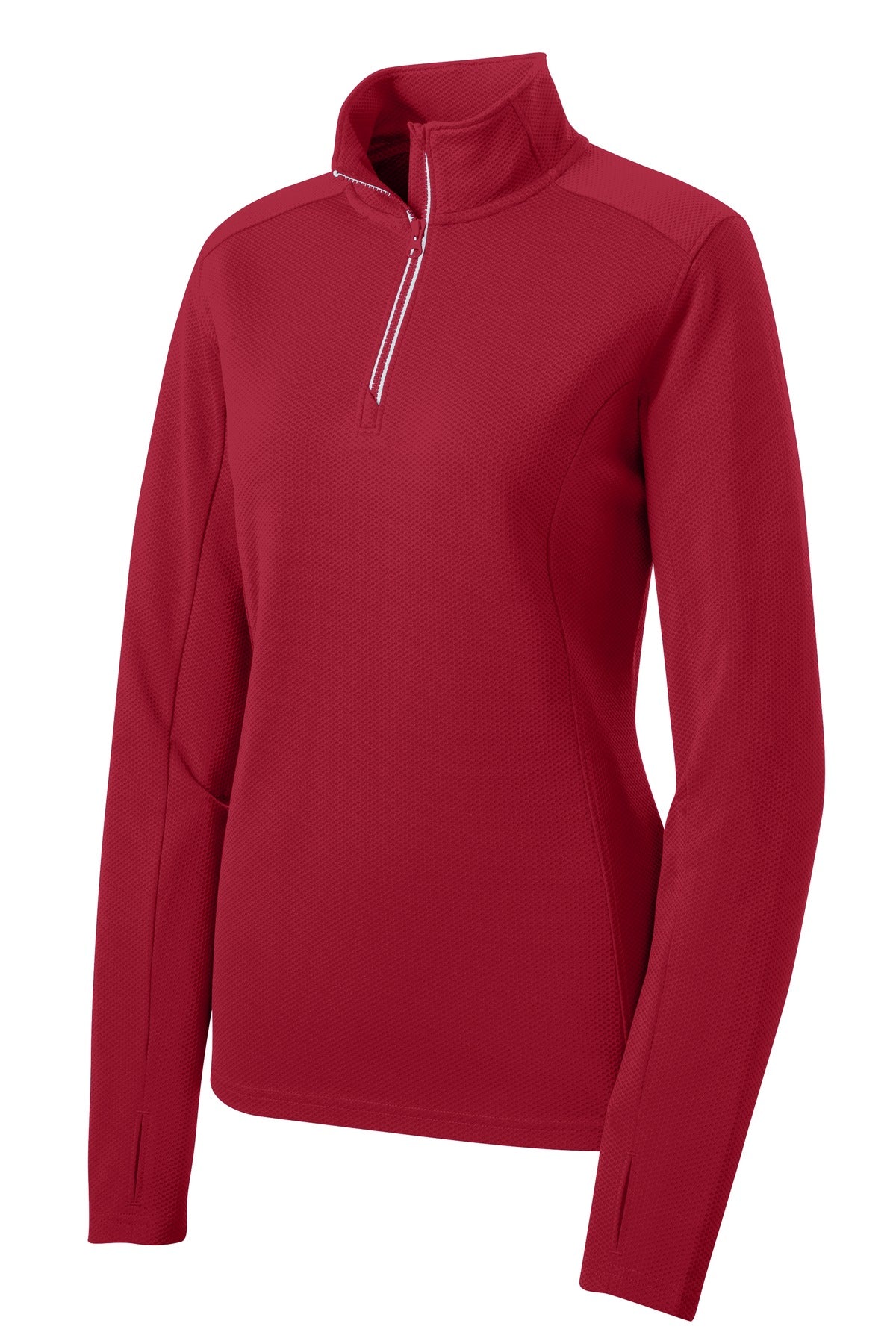Sport-Tek Women's Sport-Wick Textured 1/4-Zip Pullover.  LST860
