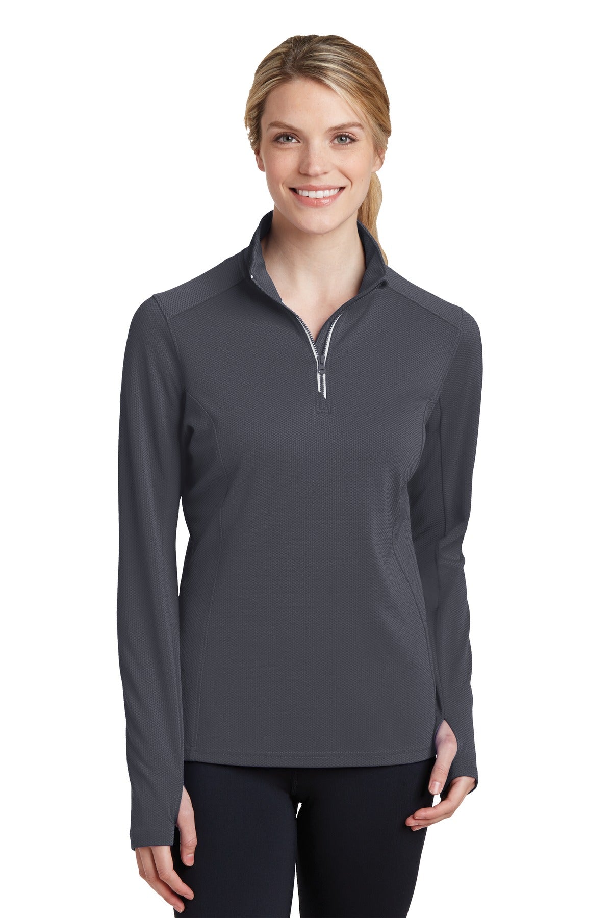 Sport-Tek Women's Sport-Wick Textured 1/4-Zip Pullover.  LST860