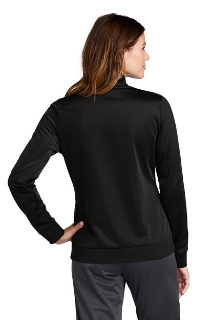 Custom Embroidered Sport-Tek  Ladies Tricot Sleeve Stripe Track Jacket. LST94,Black/ Black