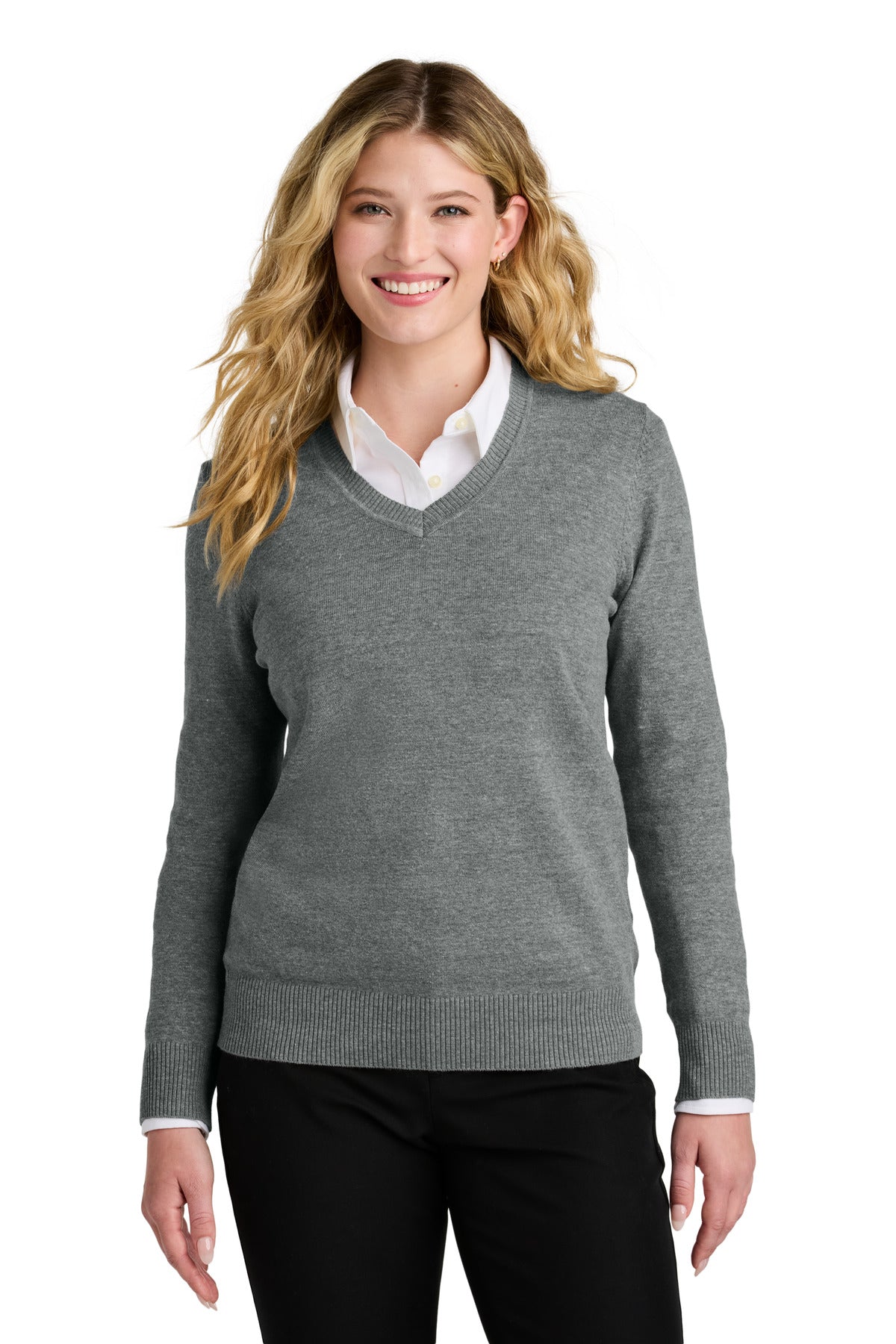 Custom Embroidered Port Authority Polos/Knits in Medium Heather Grey