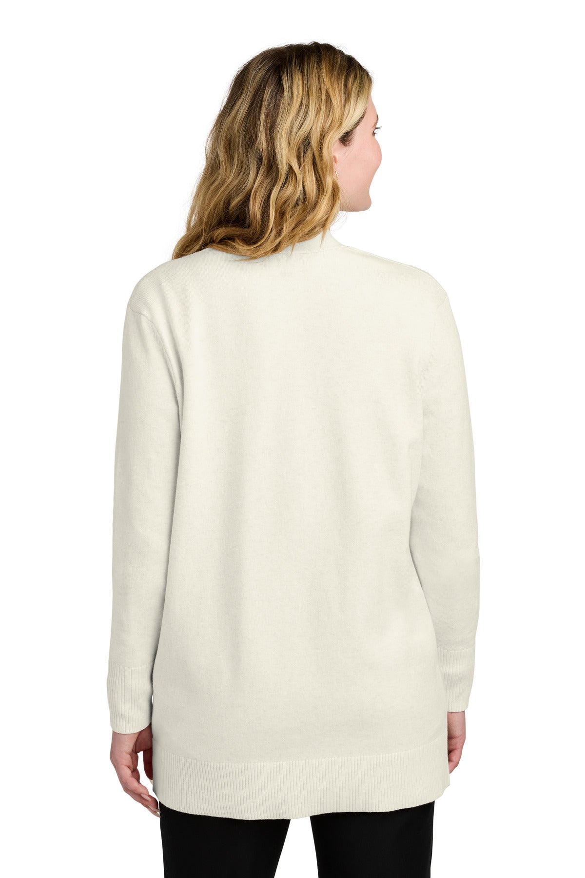 Custom Embroidered Port Authority Women's Easy Care Open-Front Cardigan Sweater LSW2890,Oatmeal Heather