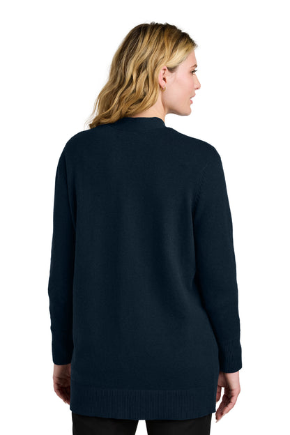 Custom Embroidered Port Authority Women's Easy Care Open-Front Cardigan Sweater LSW2890,River Blue Navy