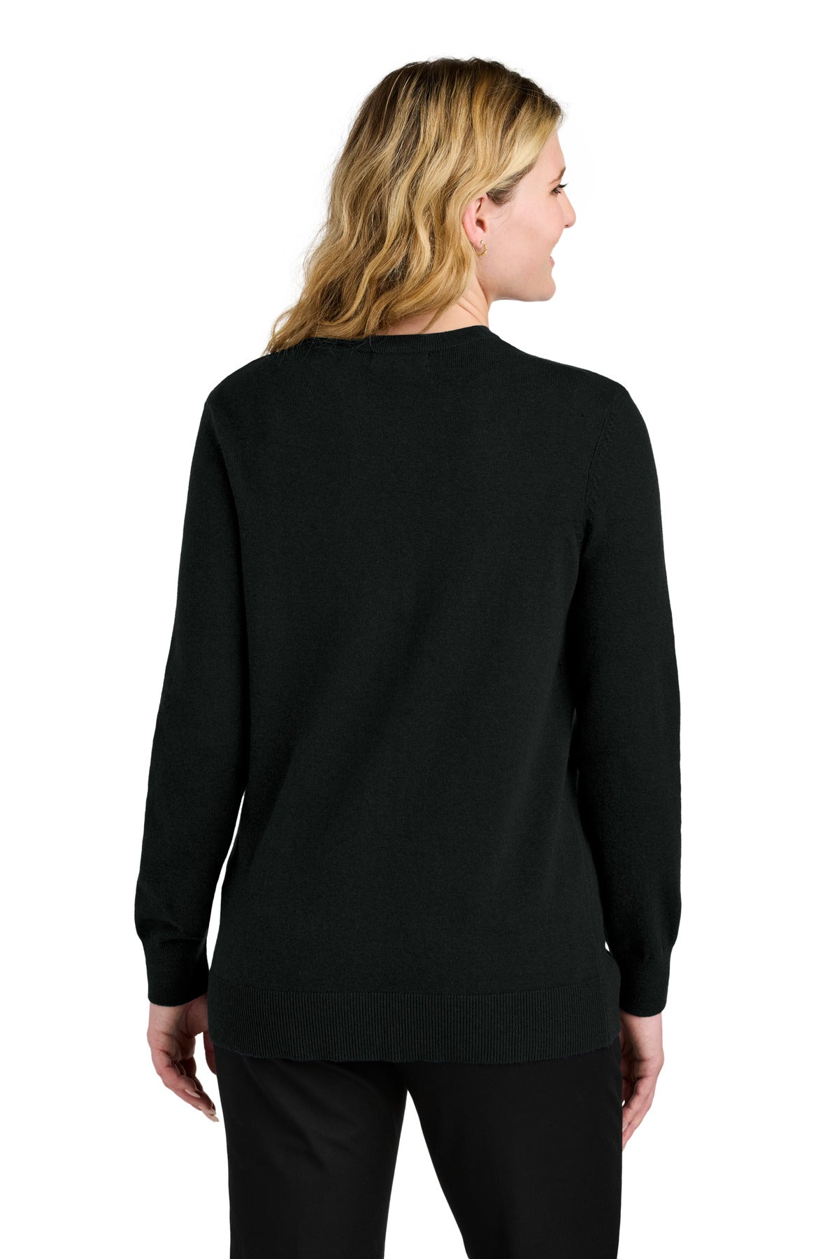 Custom Embroidered Port Authority Women's Easy Care Button-Up Cardigan Sweater LSW4150,Deep Black