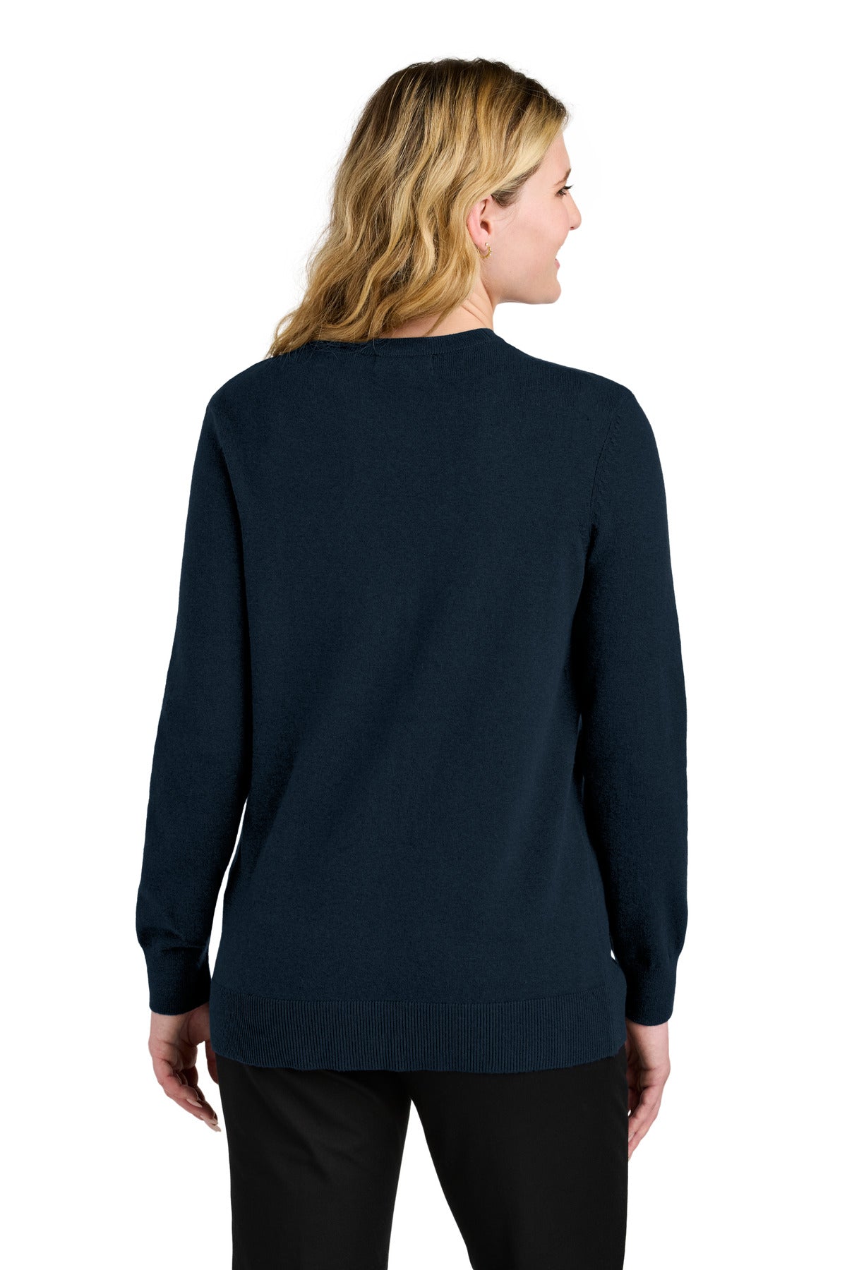 Custom Embroidered Port Authority Women's Easy Care Button-Up Cardigan Sweater LSW4150,River Blue Navy