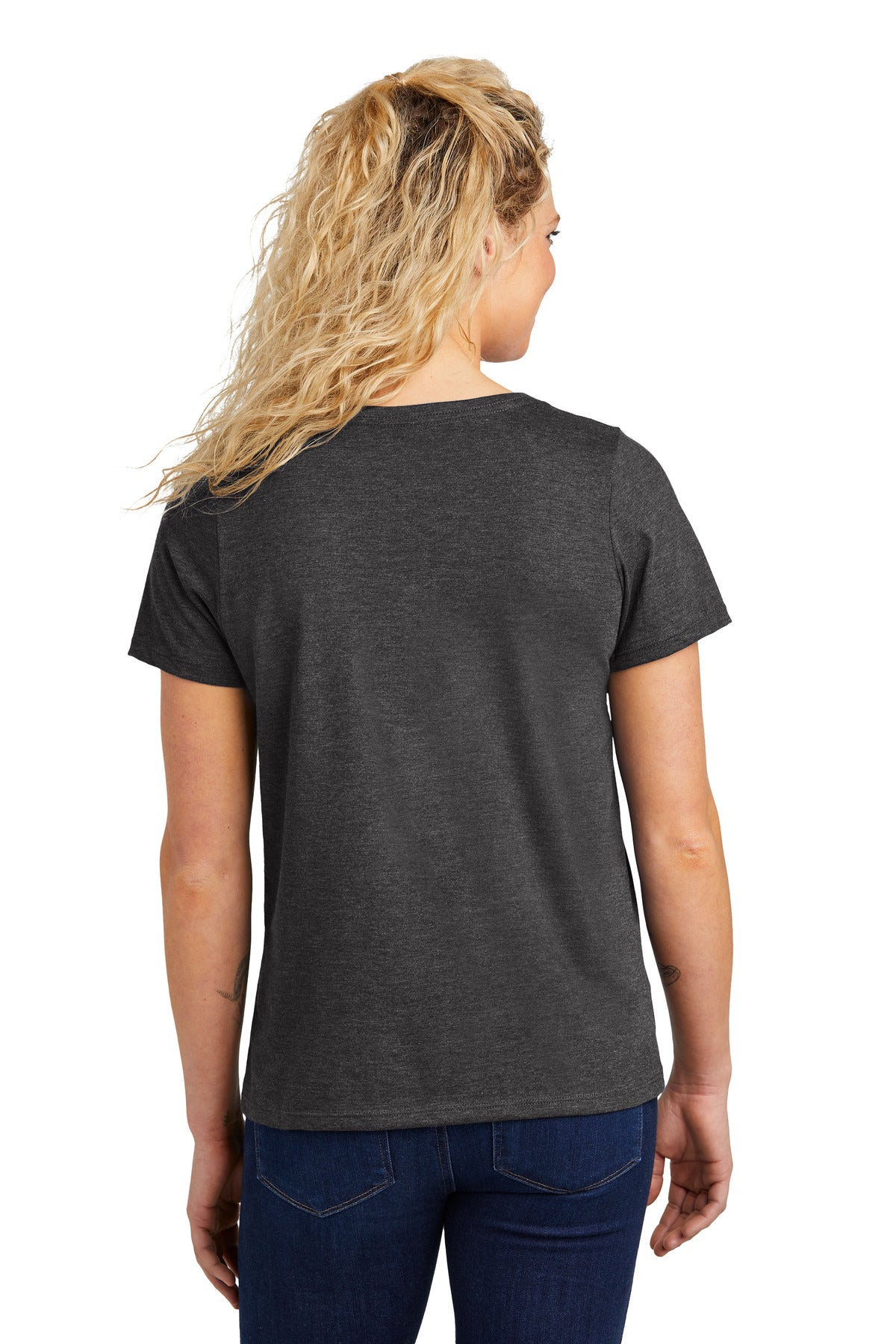 Custom Embroidered Volunteer Knitwear Women's Daily V-Neck Tee LVL45V,Dark Heather Grey