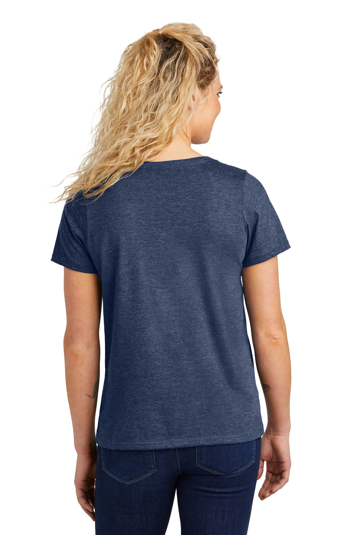 Custom Embroidered Volunteer Knitwear Women's Daily V-Neck Tee LVL45V,Heather Navy