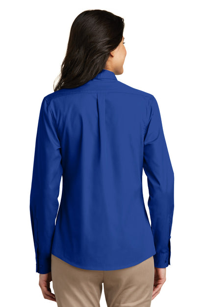 Custom Embroidered Port Authority Women's Long Sleeve Carefree Poplin Shirt. LW100,True Royal