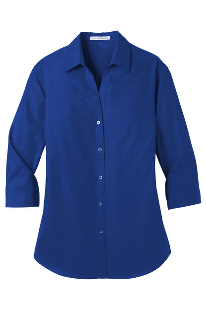 Port Authority Women's 3/4-Sleeve Carefree Poplin Shirt. LW102