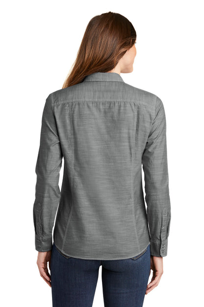Custom Embroidered Port Authority Women's Slub Chambray Shirt. LW380,Grey