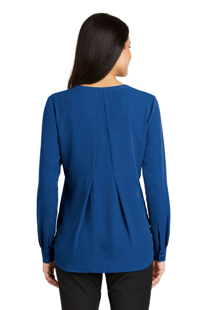 Custom Embroidered Port Authority Women's Long Sleeve Button-Front Blouse. LW700,True Blue