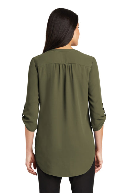 Custom Embroidered Port Authority Women's 3/4-Sleeve Tunic Blouse. LW701,Deep Olive