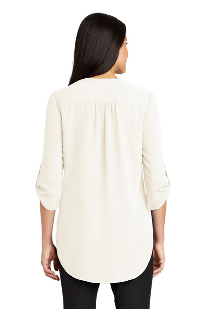 Custom Embroidered Port Authority Women's 3/4-Sleeve Tunic Blouse. LW701,Ivory Chiffon
