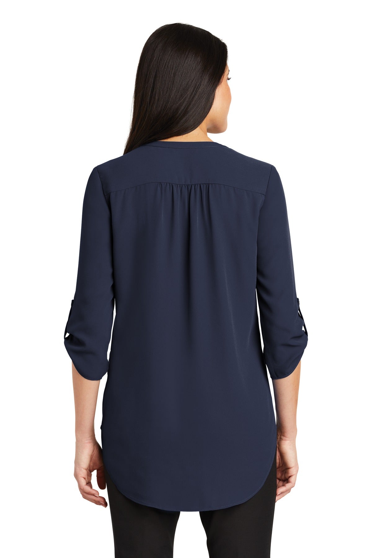 Custom Embroidered Port Authority Women's 3/4-Sleeve Tunic Blouse. LW701,True Navy