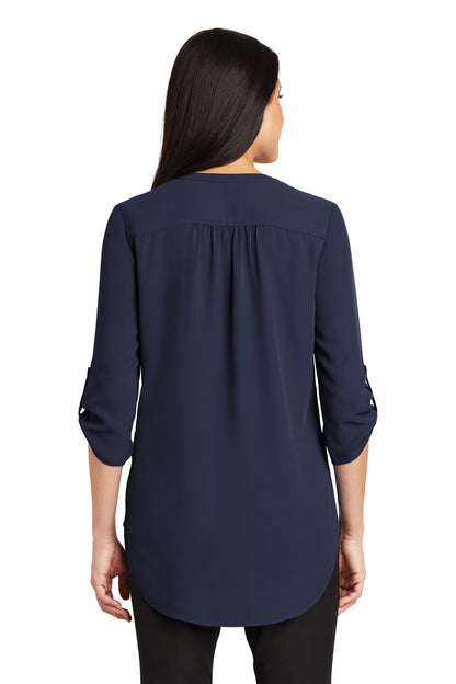Custom Embroidered Port Authority Women's 3/4-Sleeve Tunic Blouse. LW701,True Navy