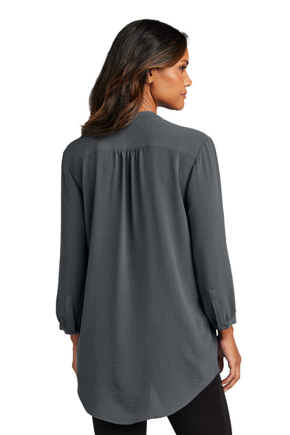 Custom Embroidered Port Authority Women's 3/4-Sleeve Textured Crepe Tunic LW713,Graphite