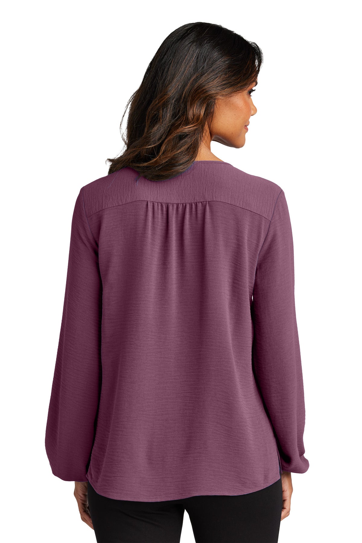 Custom Embroidered Port Authority Women's Textured Crepe Blouse LW714,Purple Mist