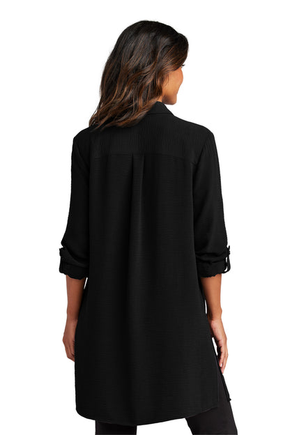 Custom Embroidered Port Authority Women's Textured Crepe Long Tunic LW715,Deep Black
