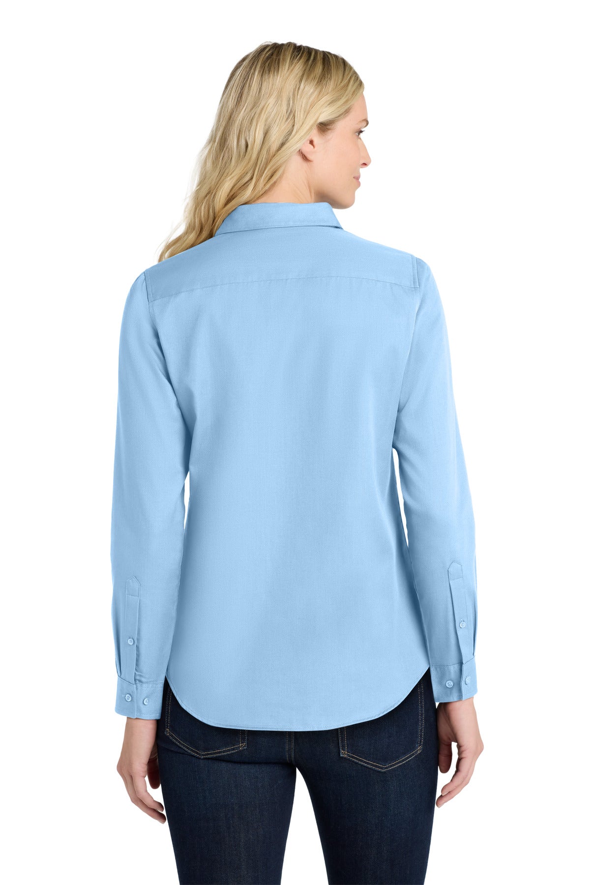 Custom Embroidered Port Authority Women's Long Sleeve SuperPro ReactTwill Shirt. LW808,Cloud Blue