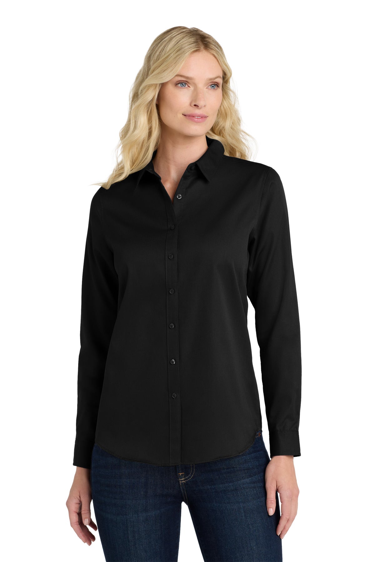 Custom Embroidered Port Authority Clothing Tops in Deep Black