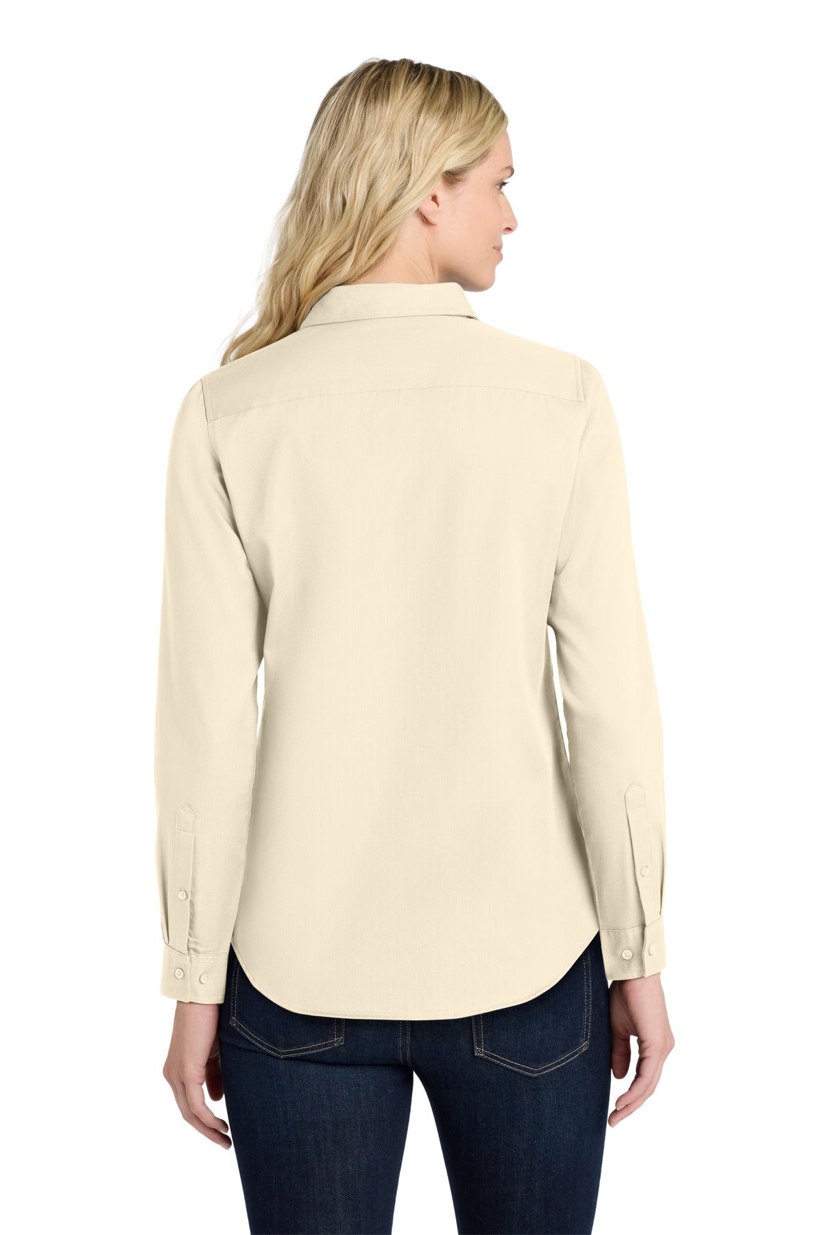 Custom Embroidered Port Authority Clothing Tops in Ecru