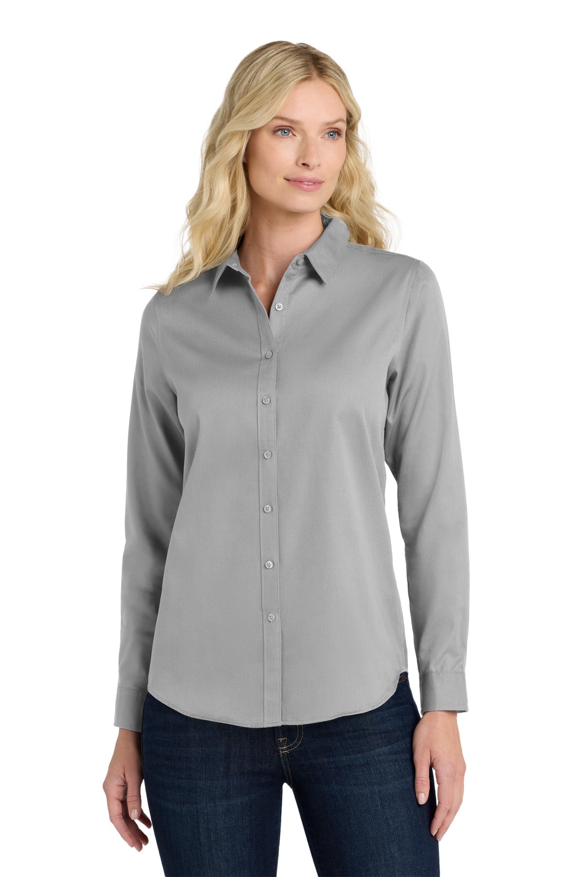 Custom Embroidered Port Authority Clothing Tops in Gusty Grey