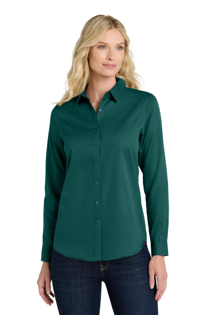 Custom Embroidered Port Authority Clothing Tops in Marine Green