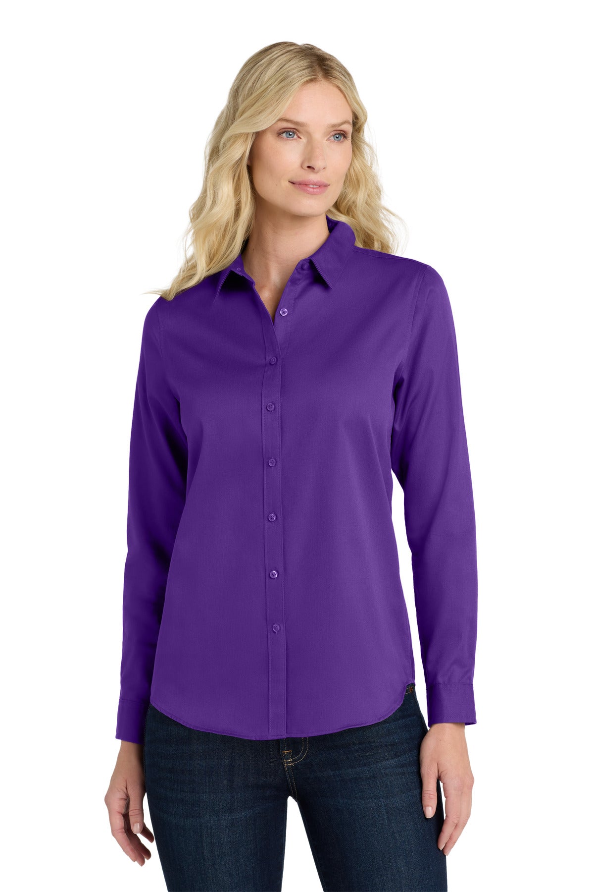 Custom Embroidered Port Authority Clothing Tops in Purple