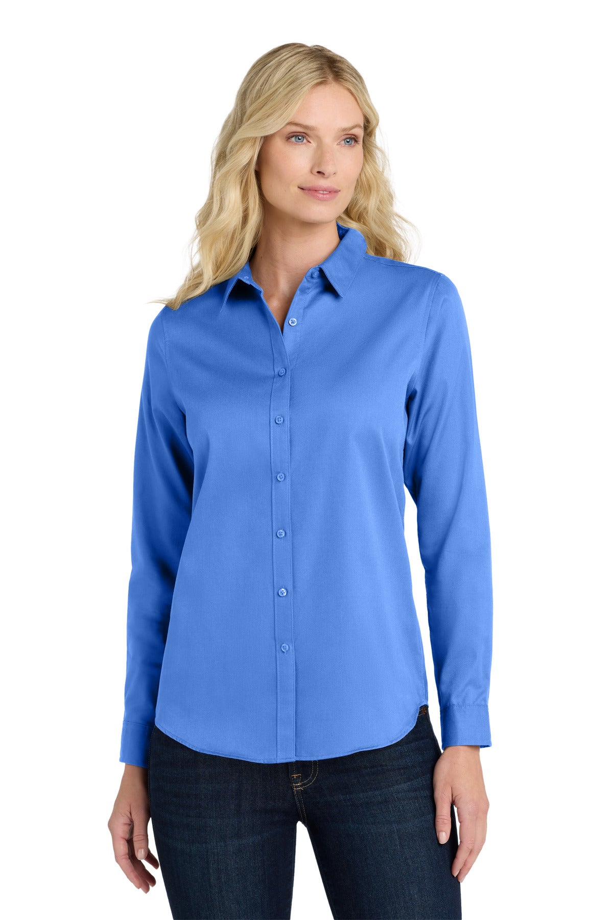 Custom Embroidered Port Authority Clothing Tops in Ultramarine Blue