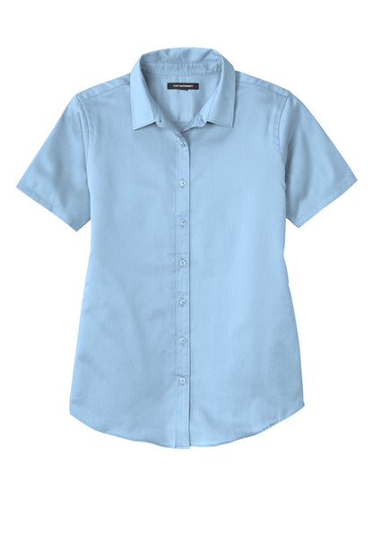 Custom Embroidered Port Authority Clothing Tops in Cloud Blue