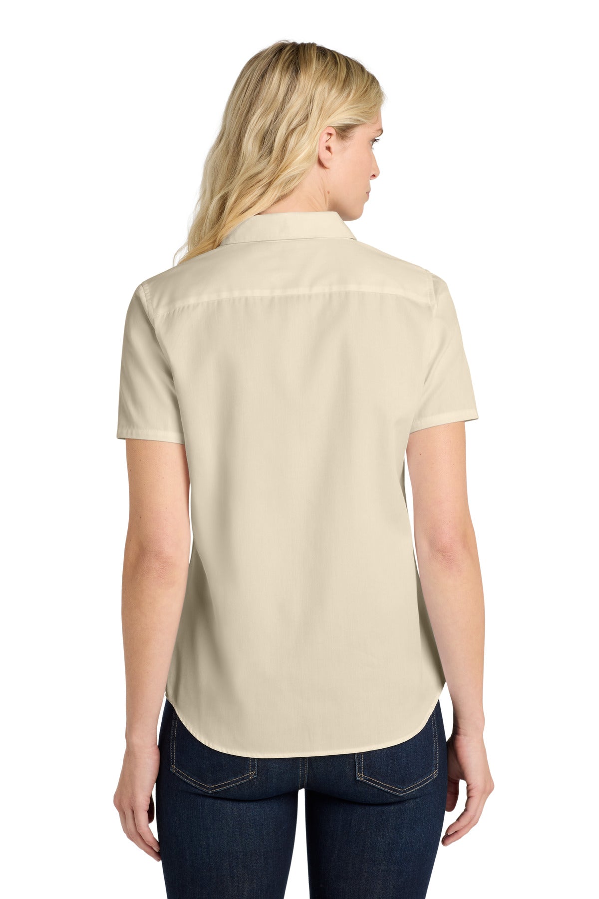 Custom Embroidered Port Authority Clothing Tops in Ecru