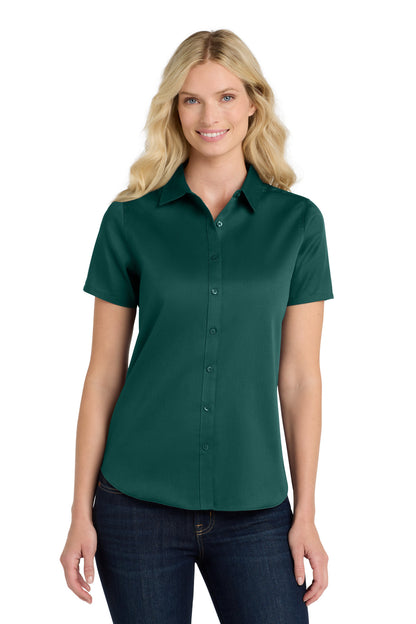 Custom Embroidered Port Authority Clothing Tops in Marine Green