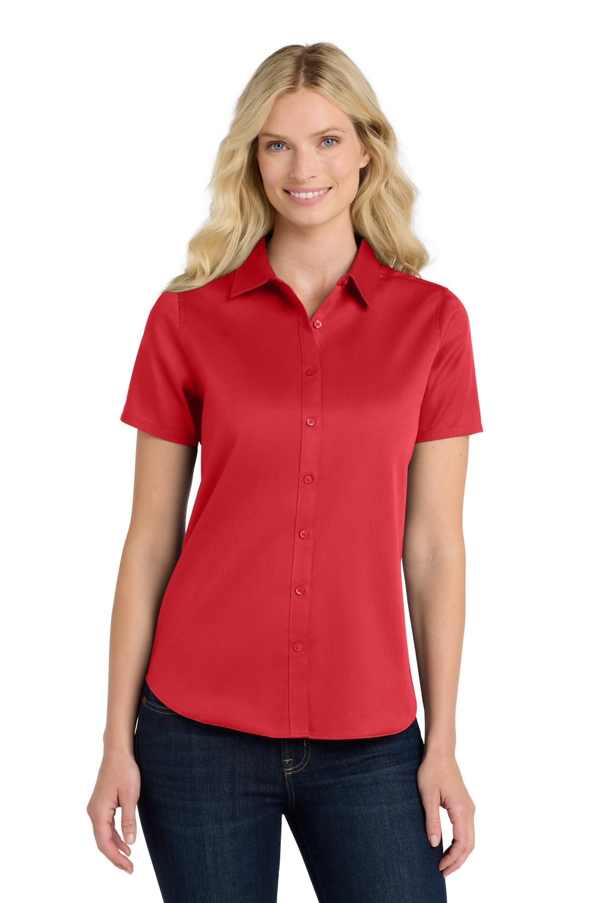 Custom Embroidered Port Authority Clothing Tops in Rich Red