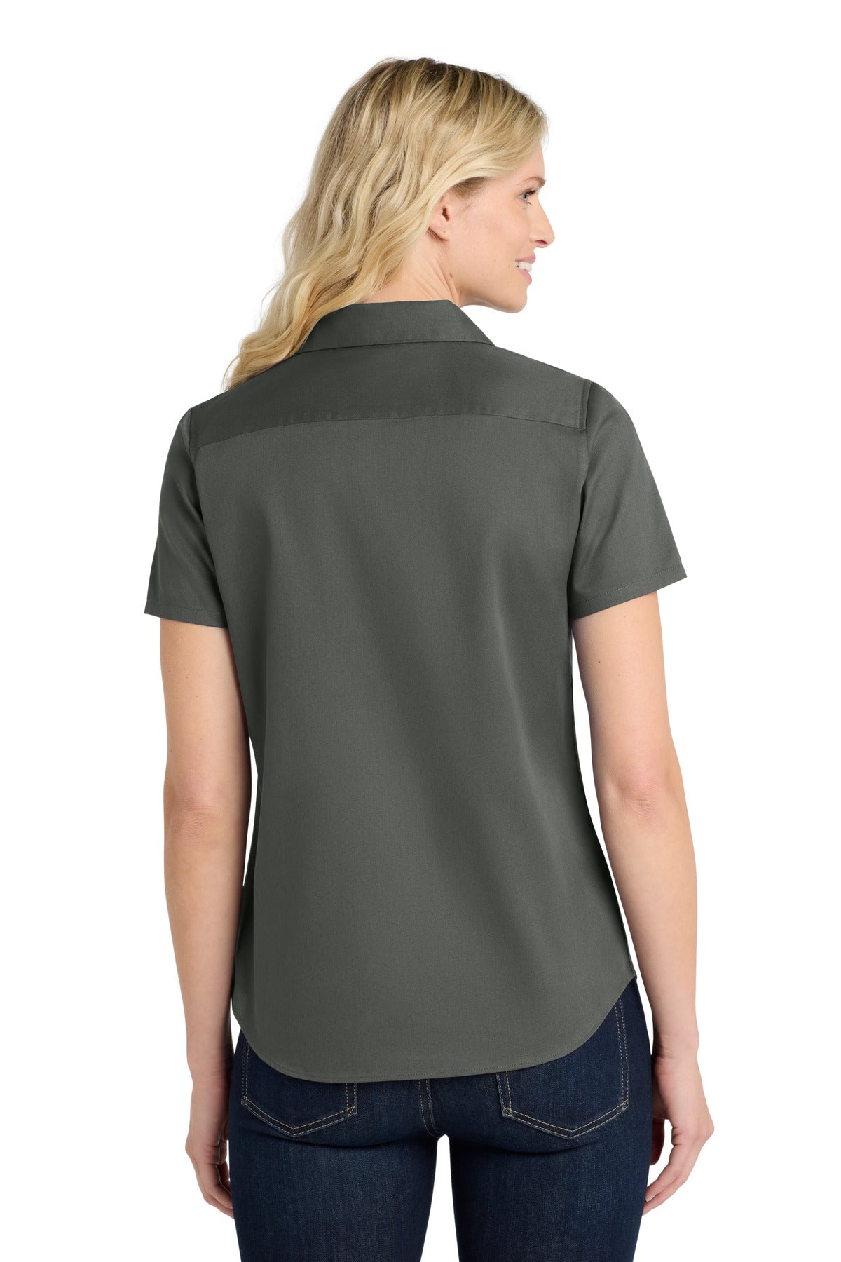Custom Embroidered Port Authority Clothing Tops in Storm Grey