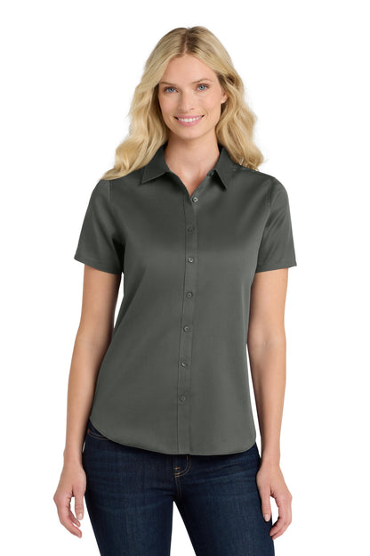 Custom Embroidered Port Authority Clothing Tops in Storm Grey