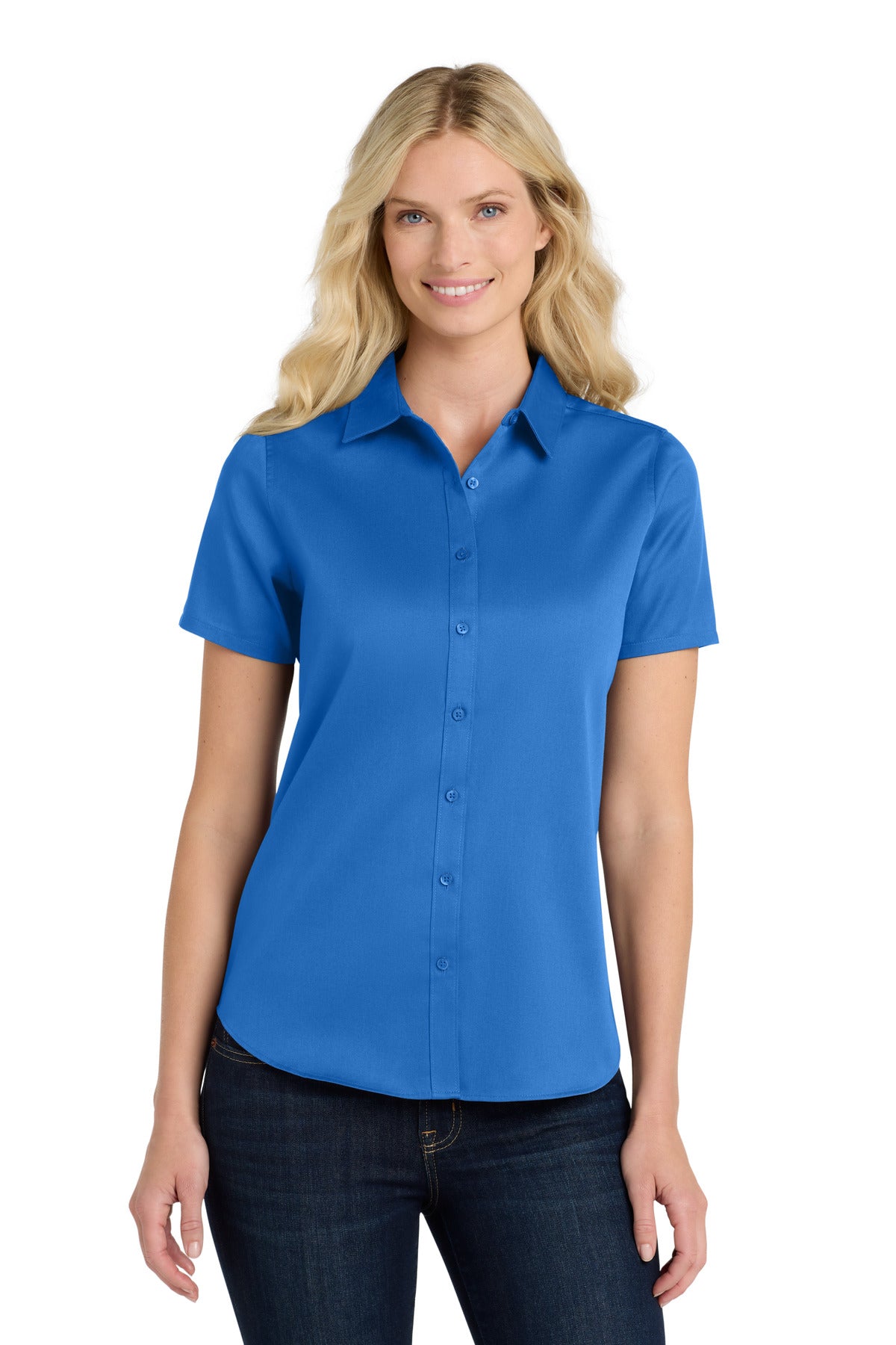 Custom Embroidered Port Authority Clothing Tops in Strong Blue