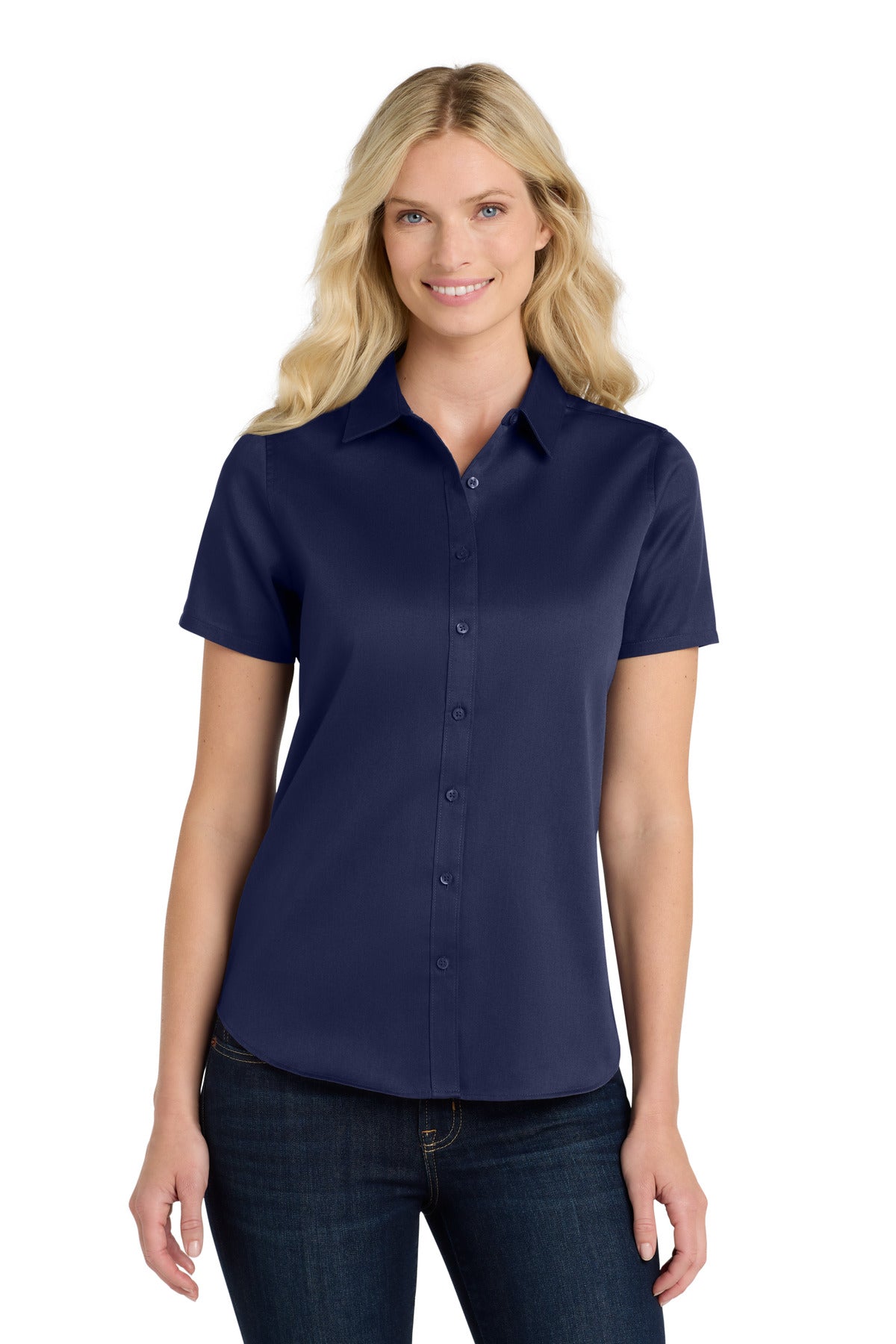 Custom Embroidered Port Authority Clothing Tops in True Navy