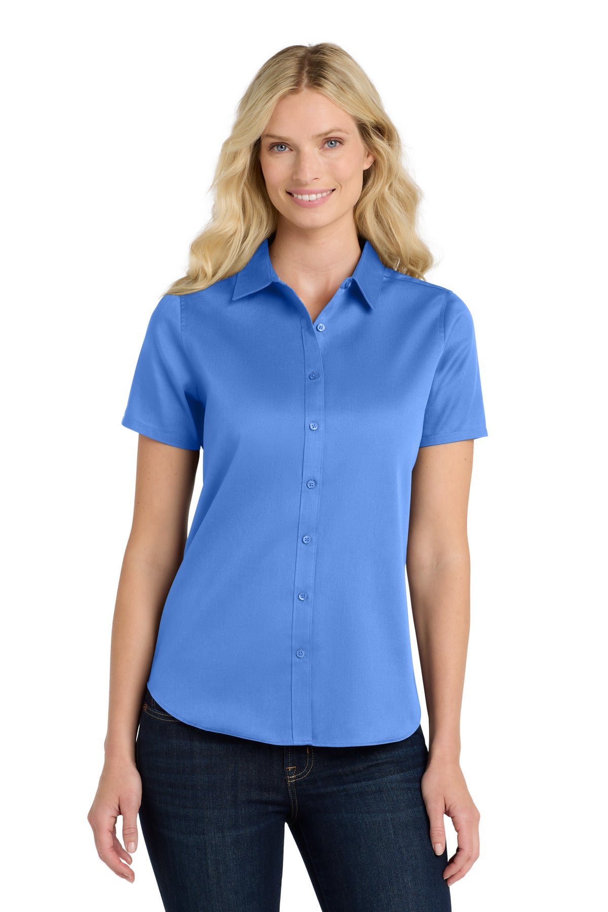 Custom Embroidered Port Authority Clothing Tops in Ultramarine Blue