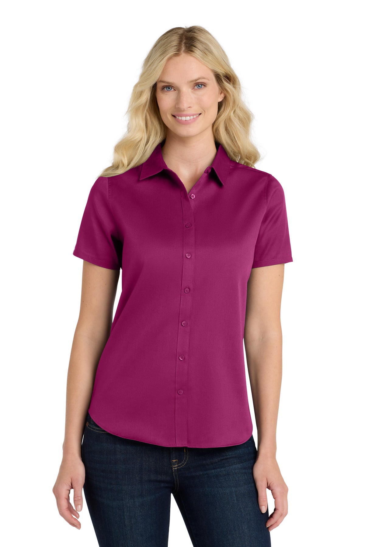 Custom Embroidered Port Authority Clothing Tops in Wild Berry