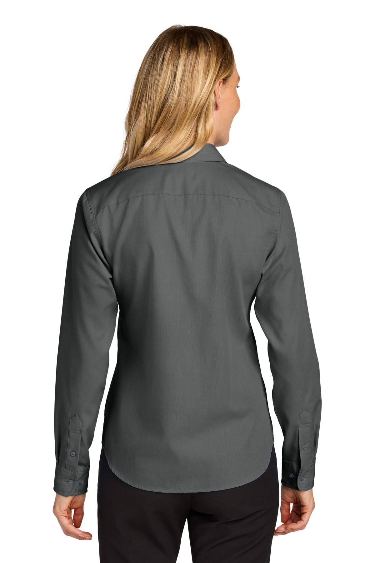 Custom Embroidered Port Authority Women's Long Sleeve Nailhead Easy Care Shirt LW816,Deep Black