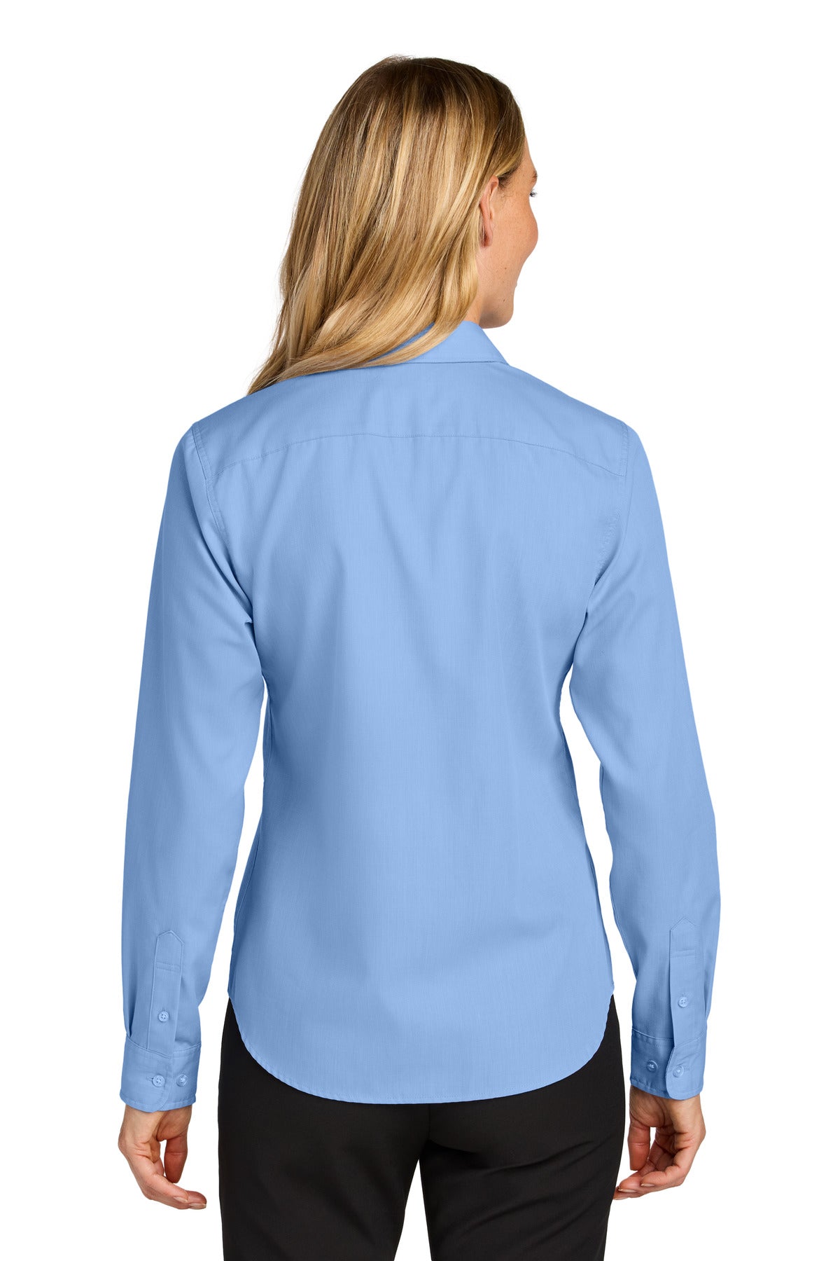 Custom Embroidered Port Authority Women's Long Sleeve Nailhead Easy Care Shirt LW816,Swiss Blue